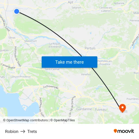 Robion to Trets map
