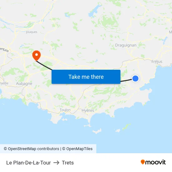 Le Plan-De-La-Tour to Trets map