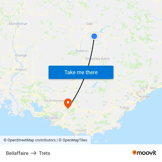 Bellaffaire to Trets map