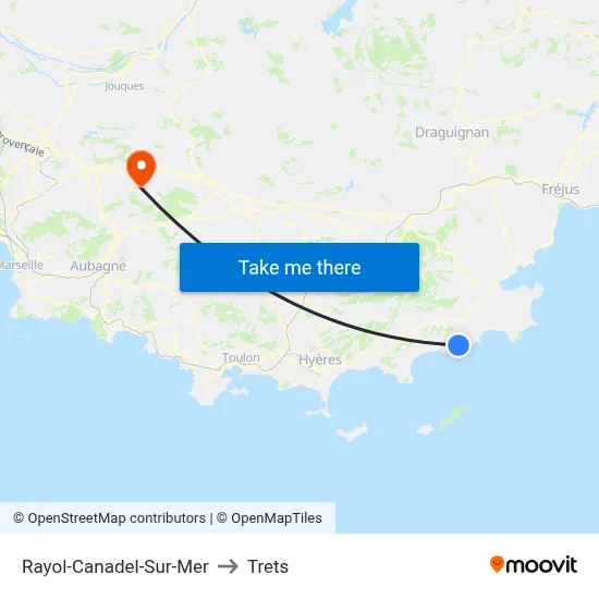 Rayol-Canadel-Sur-Mer to Trets map