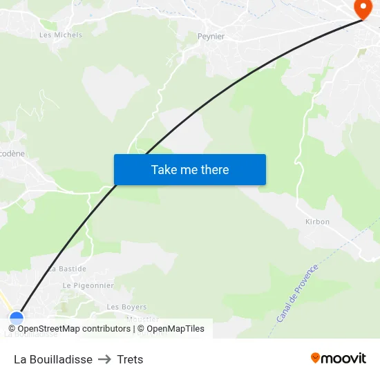 La Bouilladisse to Trets map