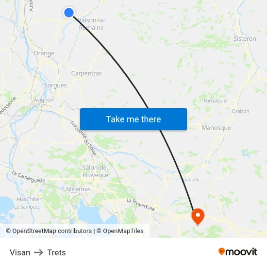 Visan to Trets map