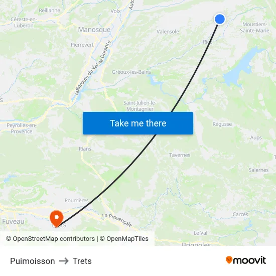 Puimoisson to Trets map