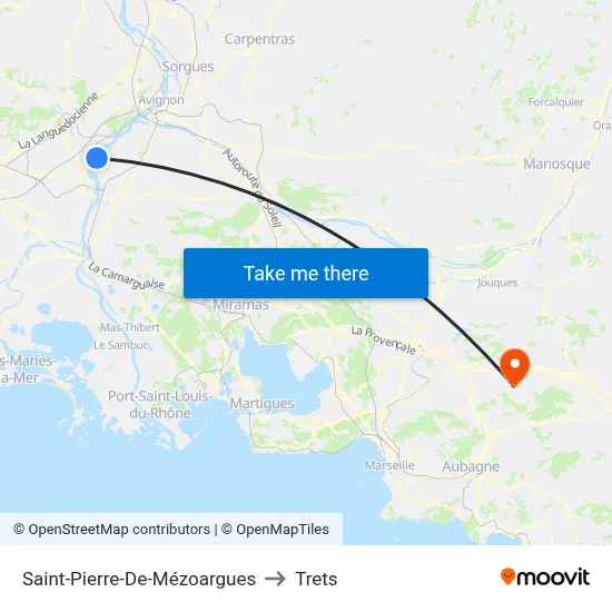 Saint-Pierre-De-Mézoargues to Trets map