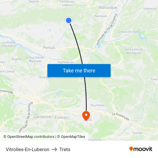Vitrolles-En-Luberon to Trets map