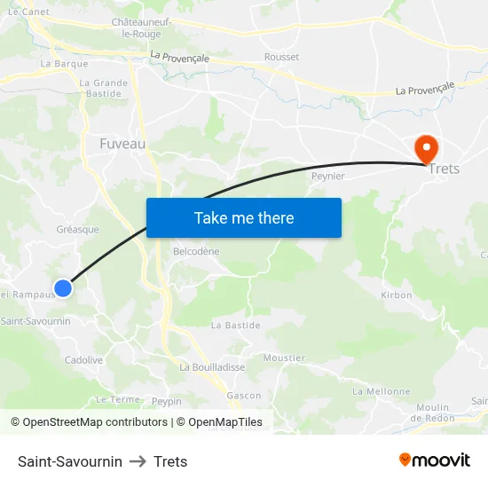 Saint-Savournin to Trets map