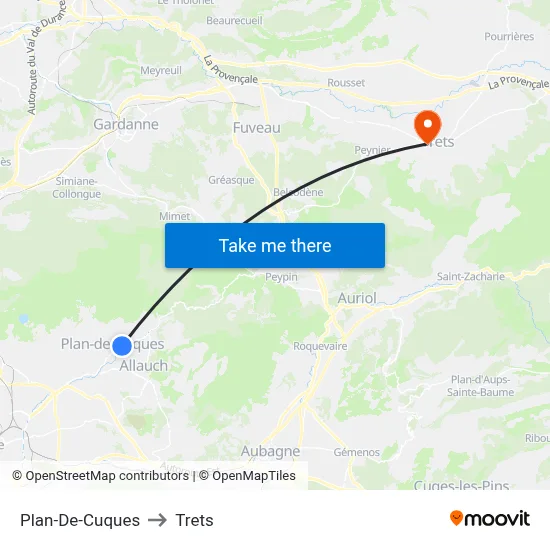 Plan-De-Cuques to Trets map