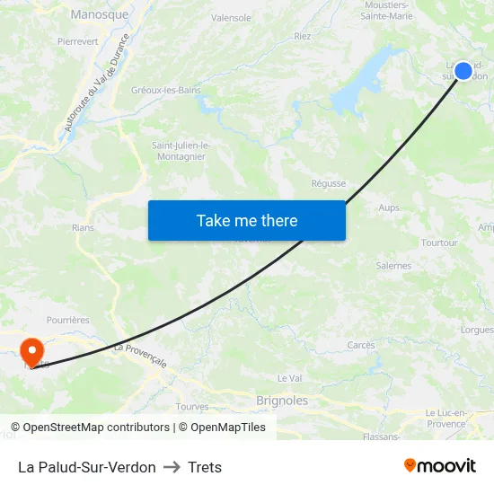 La Palud-Sur-Verdon to Trets map