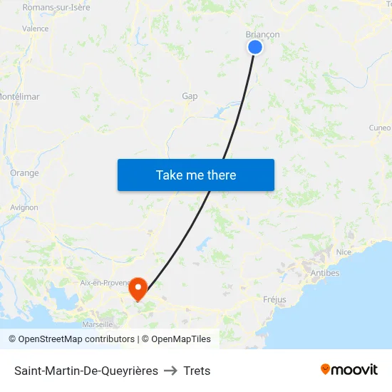 Saint-Martin-De-Queyrières to Trets map
