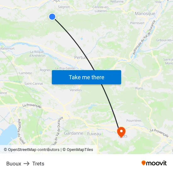 Buoux to Trets map
