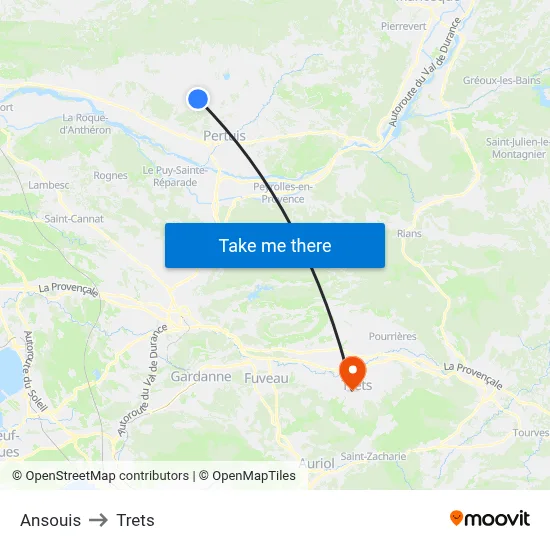 Ansouis to Trets map