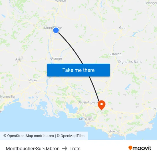 Montboucher-Sur-Jabron to Trets map