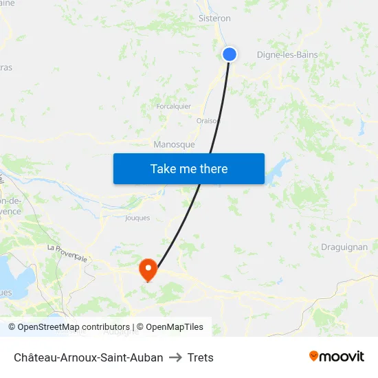 Château-Arnoux-Saint-Auban to Trets map