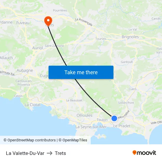 La Valette-Du-Var to Trets map