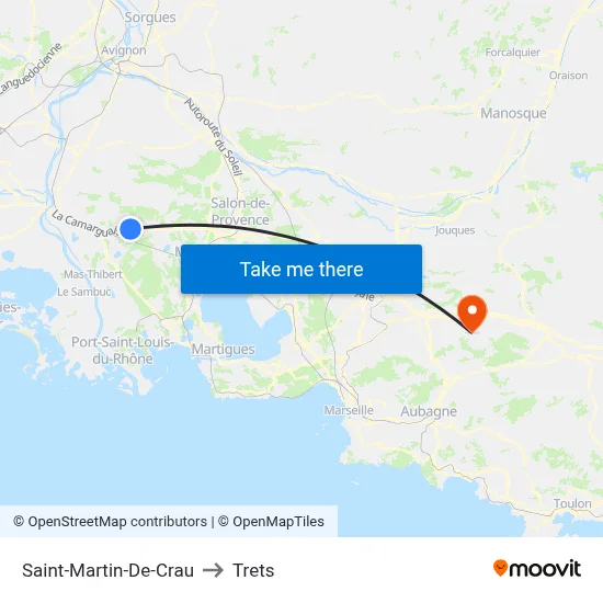 Saint-Martin-De-Crau to Trets map