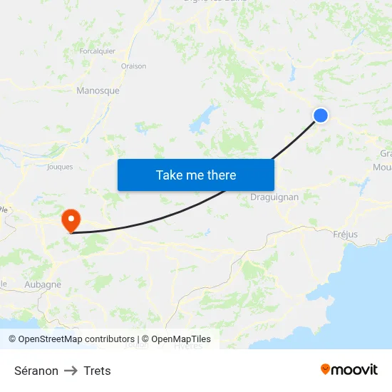 Séranon to Trets map