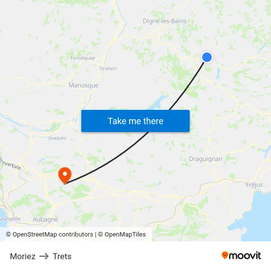 Moriez to Trets map