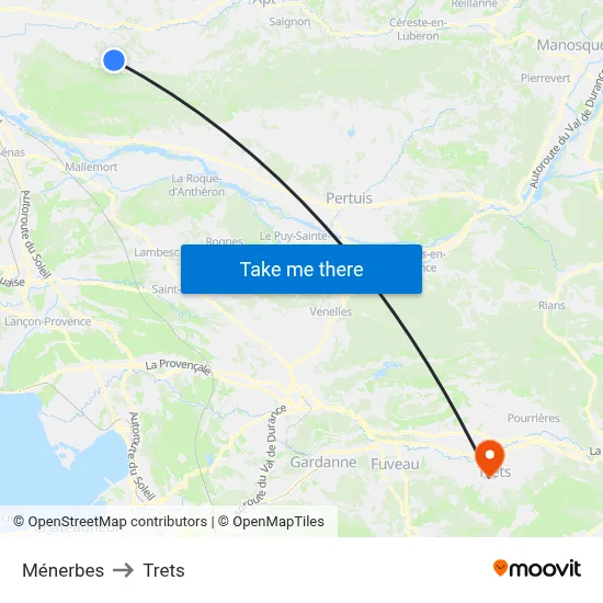 Ménerbes to Trets map