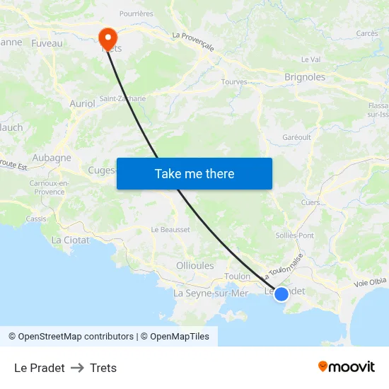 Le Pradet to Trets map