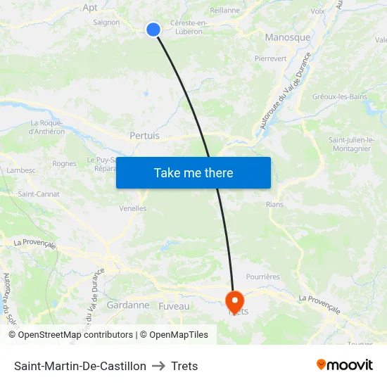 Saint-Martin-De-Castillon to Trets map