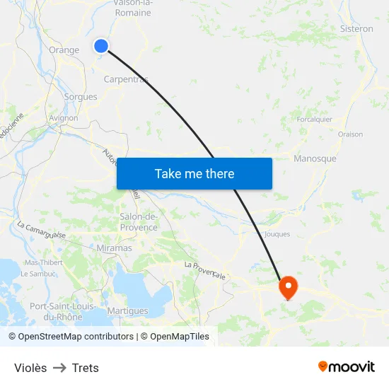 Violès to Trets map