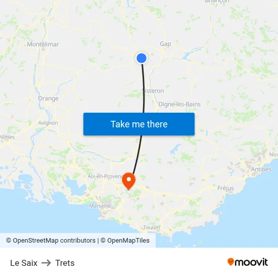 Le Saix to Trets map