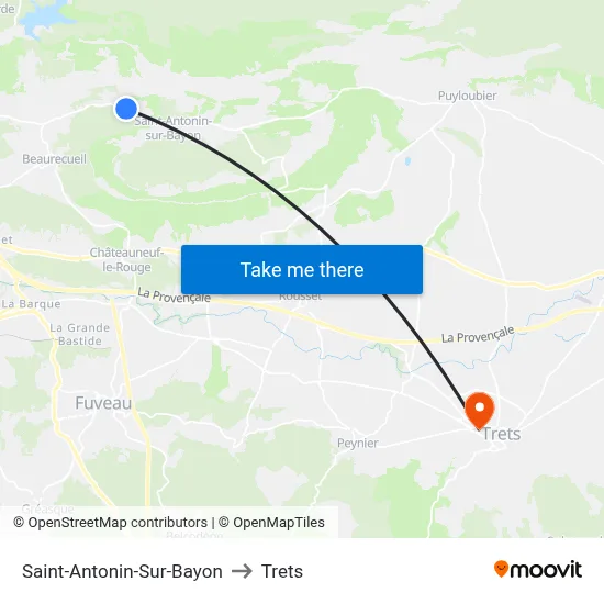 Saint-Antonin-Sur-Bayon to Trets map