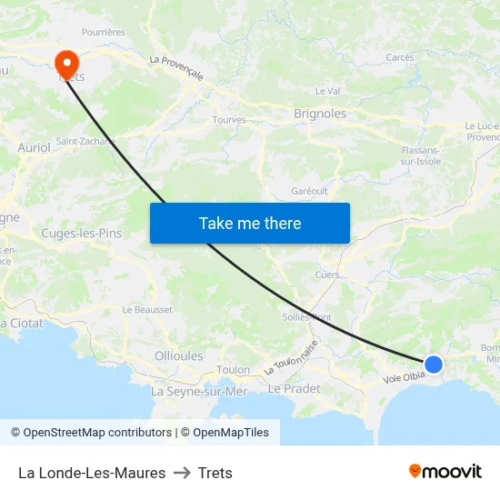 La Londe-Les-Maures to Trets map