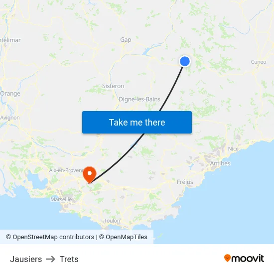 Jausiers to Trets map