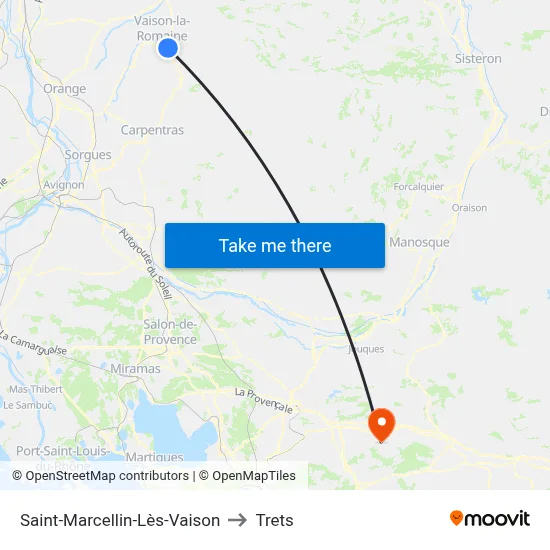 Saint-Marcellin-Lès-Vaison to Trets map