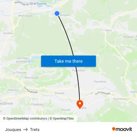 Jouques to Trets map