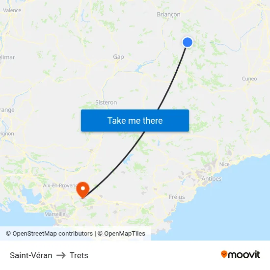 Saint-Véran to Trets map