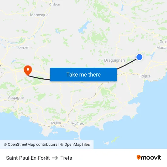 Saint-Paul-En-Forêt to Trets map