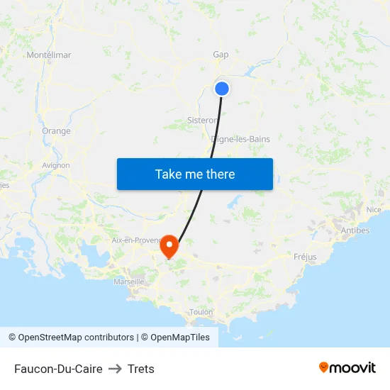 Faucon-Du-Caire to Trets map