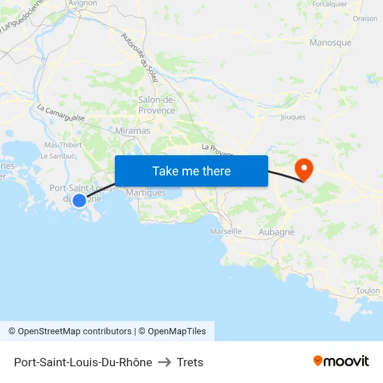 Port-Saint-Louis-Du-Rhône to Trets map