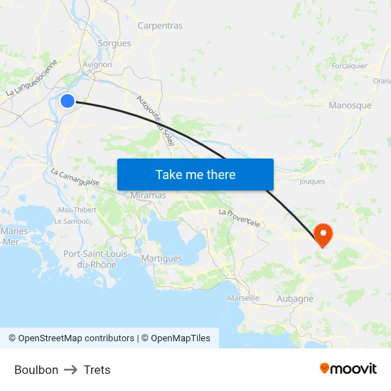 Boulbon to Trets map