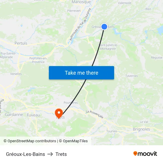 Gréoux-Les-Bains to Trets map