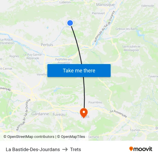 La Bastide-Des-Jourdans to Trets map
