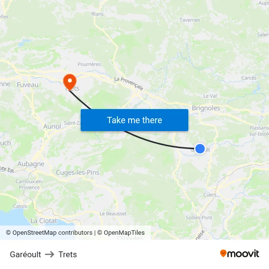 Garéoult to Trets map