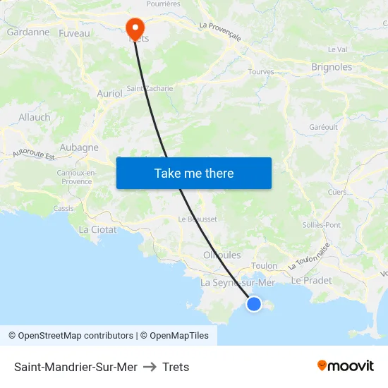 Saint-Mandrier-Sur-Mer to Trets map