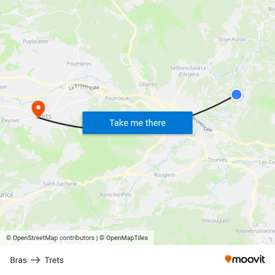 Bras to Trets map