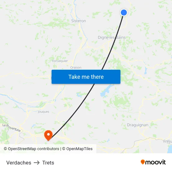 Verdaches to Trets map
