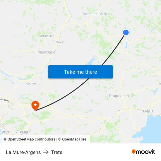 La Mure-Argens to Trets map