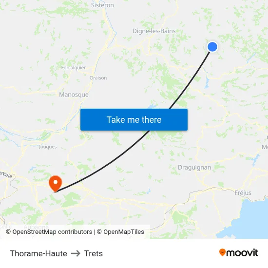 Thorame-Haute to Trets map
