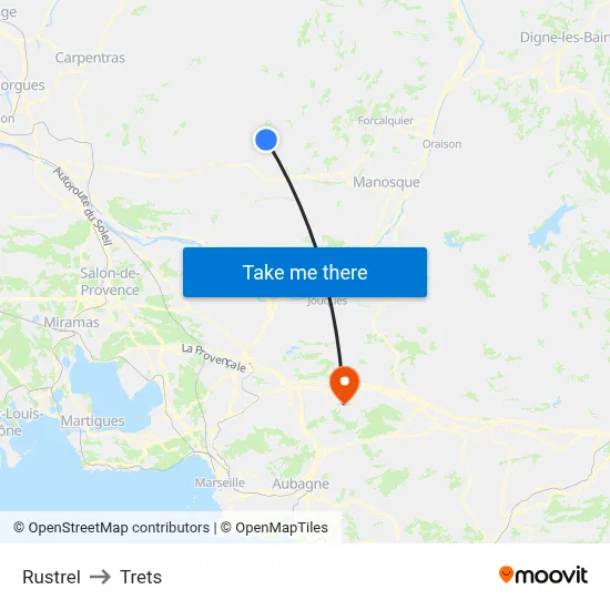 Rustrel to Trets map