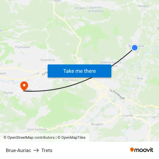 Brue-Auriac to Trets map