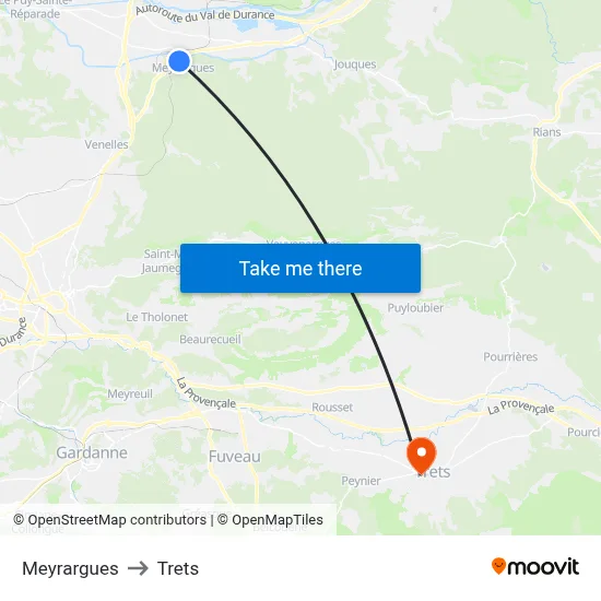Meyrargues to Trets map