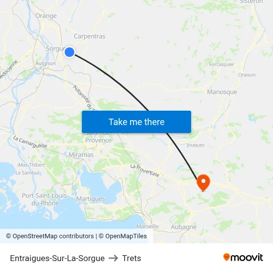 Entraigues-Sur-La-Sorgue to Trets map