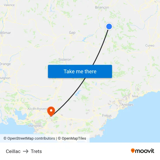 Ceillac to Trets map