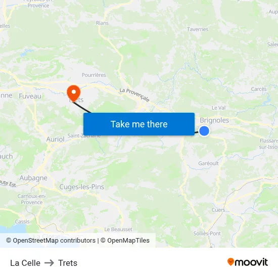 La Celle to Trets map